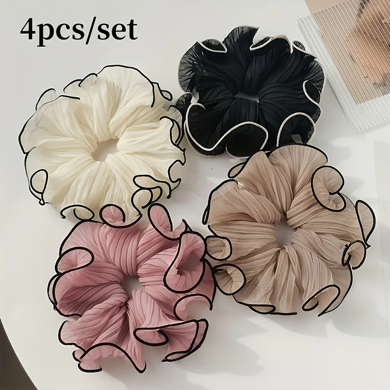 Travel Accessories Aesthetic - 4 Stück/Set elegante Haargummis aus Stoff