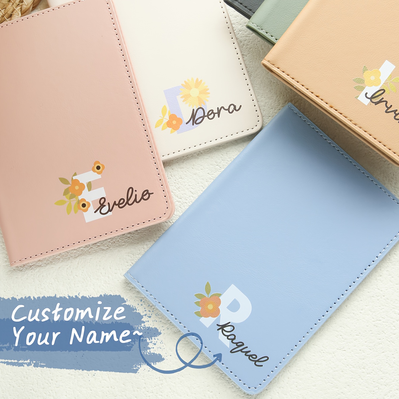 Travel Accessories As Gifts - 1 Stück personalisierte Reisepasshülle mit floraler