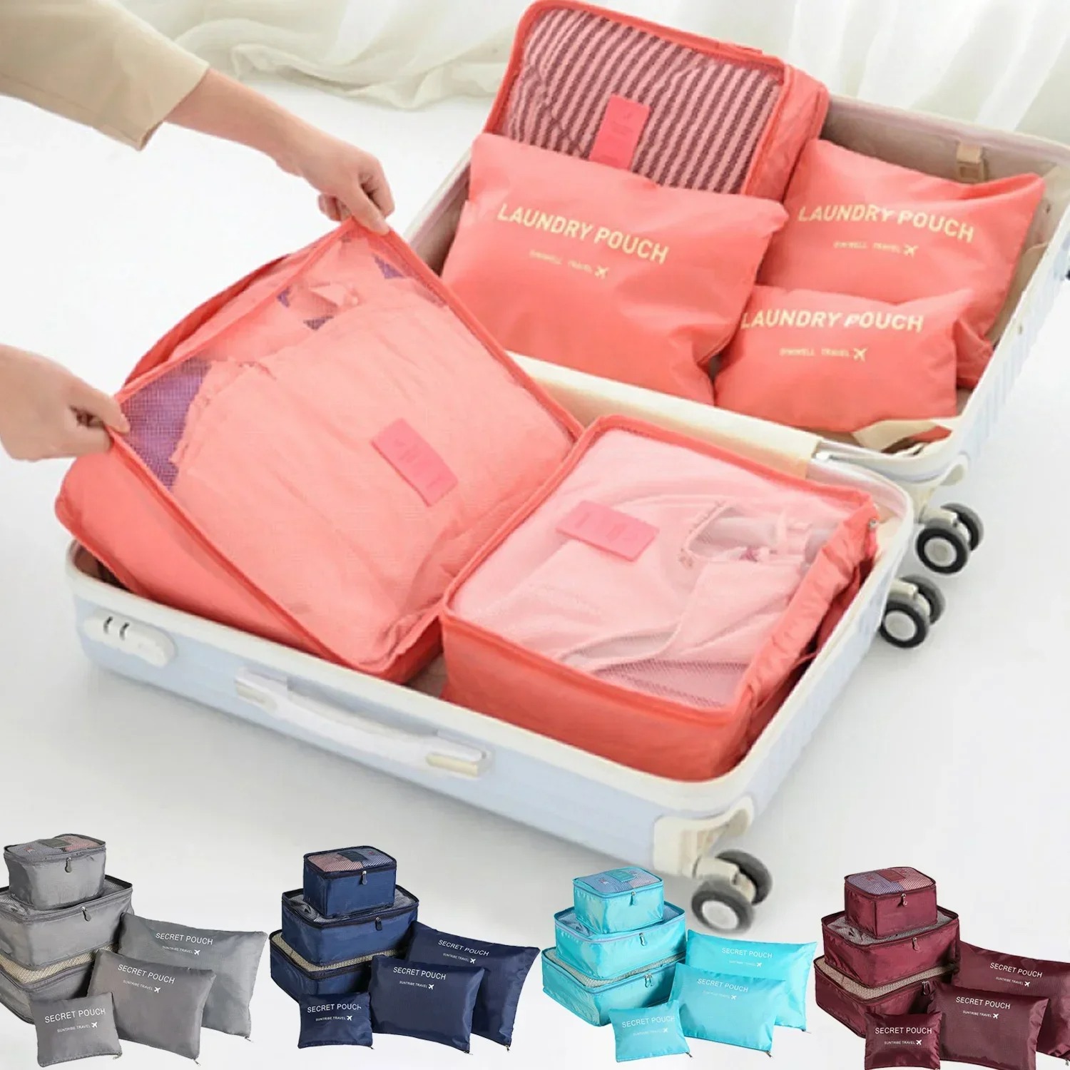 Luggage Cover Protector - 6-teiliges Set Reise-Aufbewahrungstaschen Koffer-Packset Aufbewahrungskoffer Tragbarer